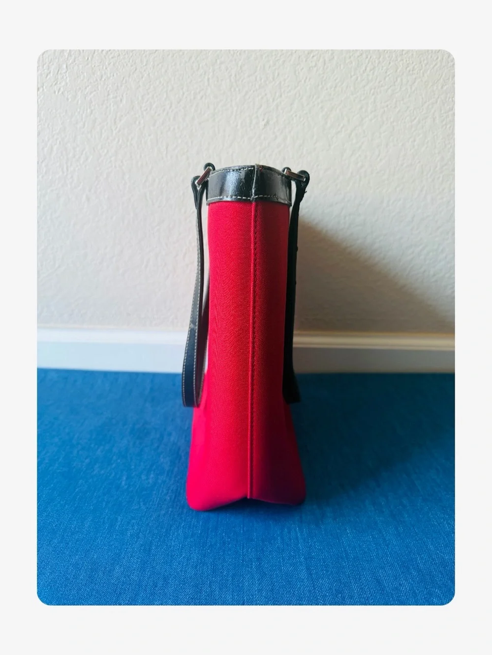 ★ Vintage Kate Spade New York Structured Nylon/Leather Shoulder Bag Red/Black ★